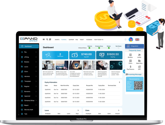 i2payslip HR Software Platform Dashboard Desktop View